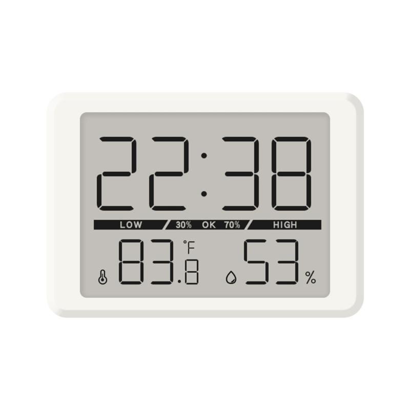 

Multifunctional LCD Wall Desk Alarm Clock with Time Date Temperature Humidity Display Minimalists Magnetic Digital Clock белый