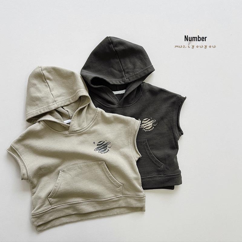 

2025 Spring/Autumn Trendy Kids Korean-Style Casual Pullover Vests 80 cm темно-сірий