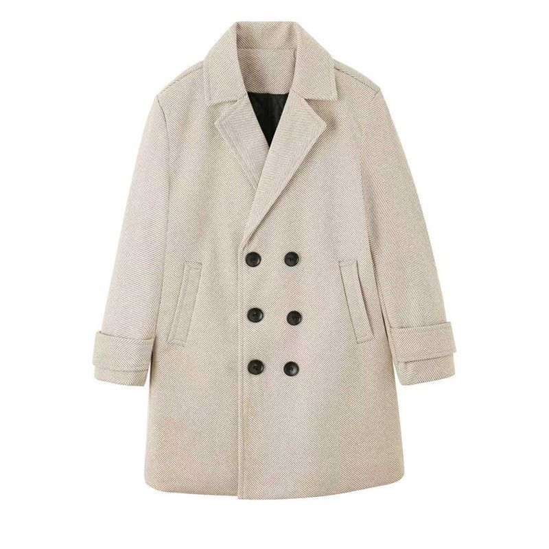 Children's Medium-Thick Wool Coats; Fall/Winter Boys' Quilted Wool Trench Coats