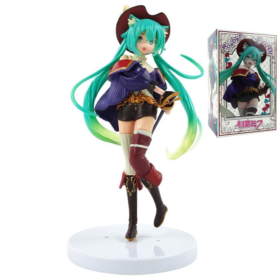 Hatsune Miku Anime Figurine - Cute Desktop Action Figure 'Tale of Wonderland' Miku as Puss in Boots Kawaii Girl Model Toy Adorab
