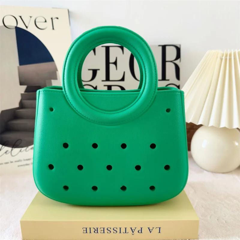 Women Summer Beach Bag Summer EVA DIY Waterproof Beach Basket Picnic Outdoor Travel Tote Handbag For Swimming Vacation Shopping