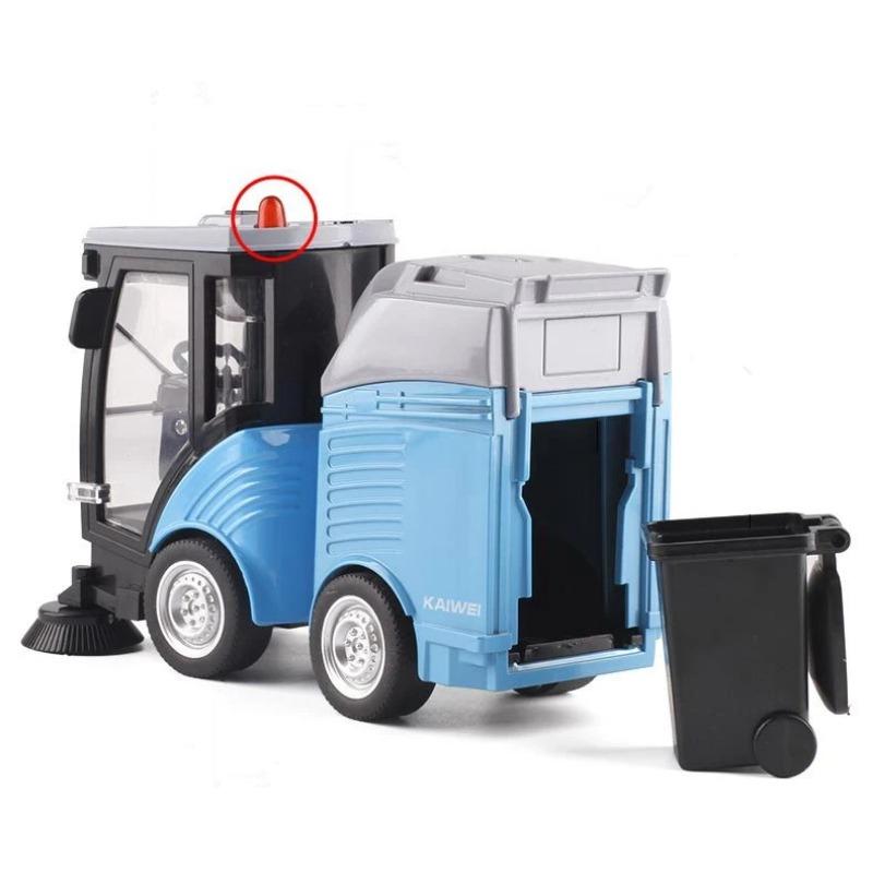 Alloy Sweeper Model Diecast Road Cleaning Refuse Bin Classification Sanitation Vehicles Car Model Sound and Light Kids Gifts
