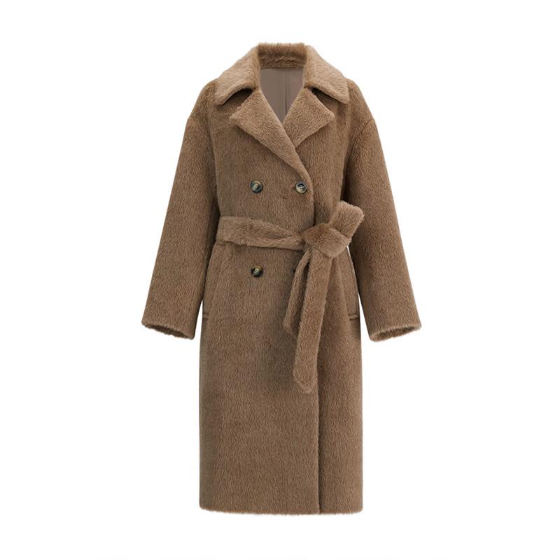 ELLASSAY Women's Elegant Wool Blend Mid-Length Coat