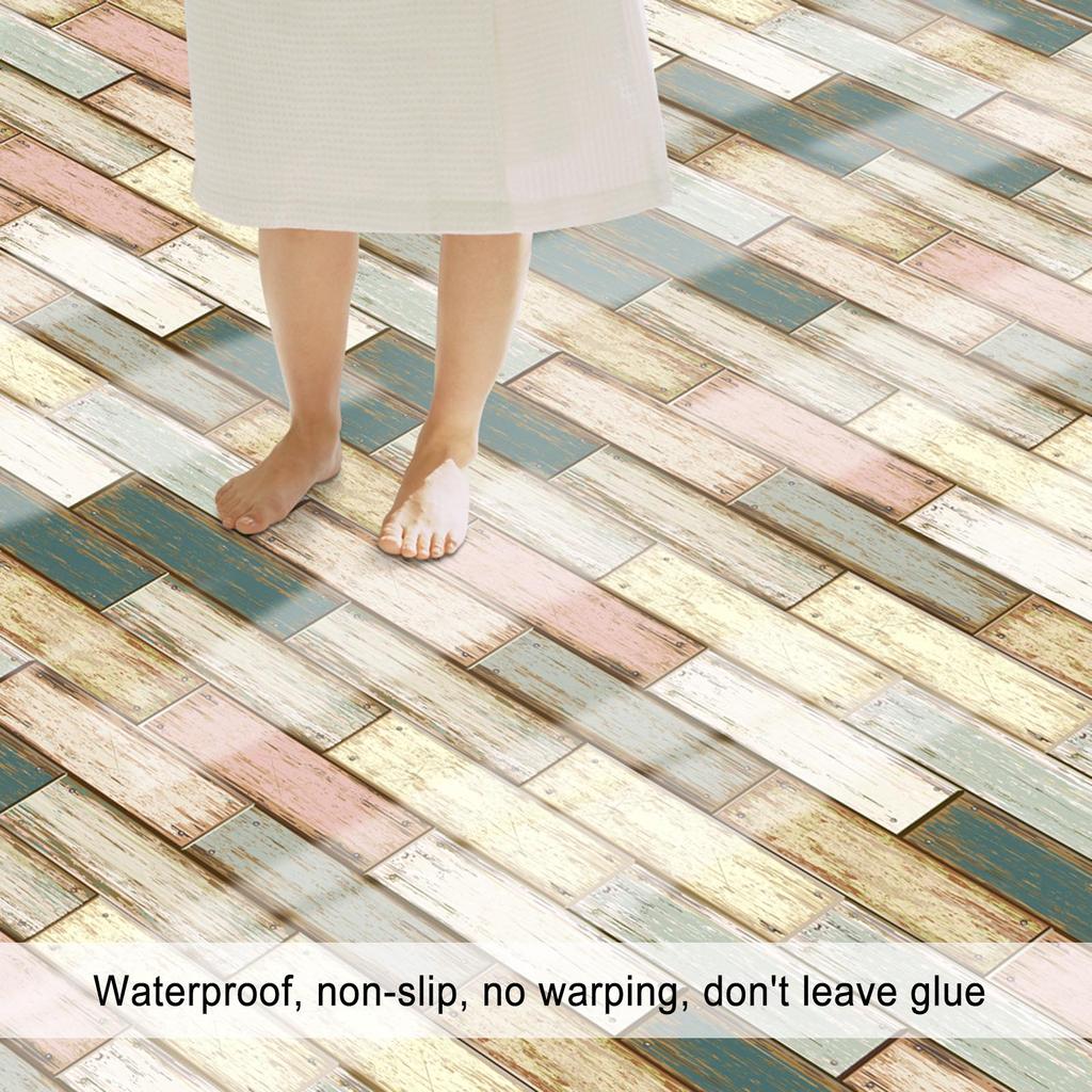 1PC Self Adhesive Wood Grain  Tile Stickers Waterproof PVC Removable Wall Stickers Decals   Wallpapers for Kitchen Bathroom Home Tidy