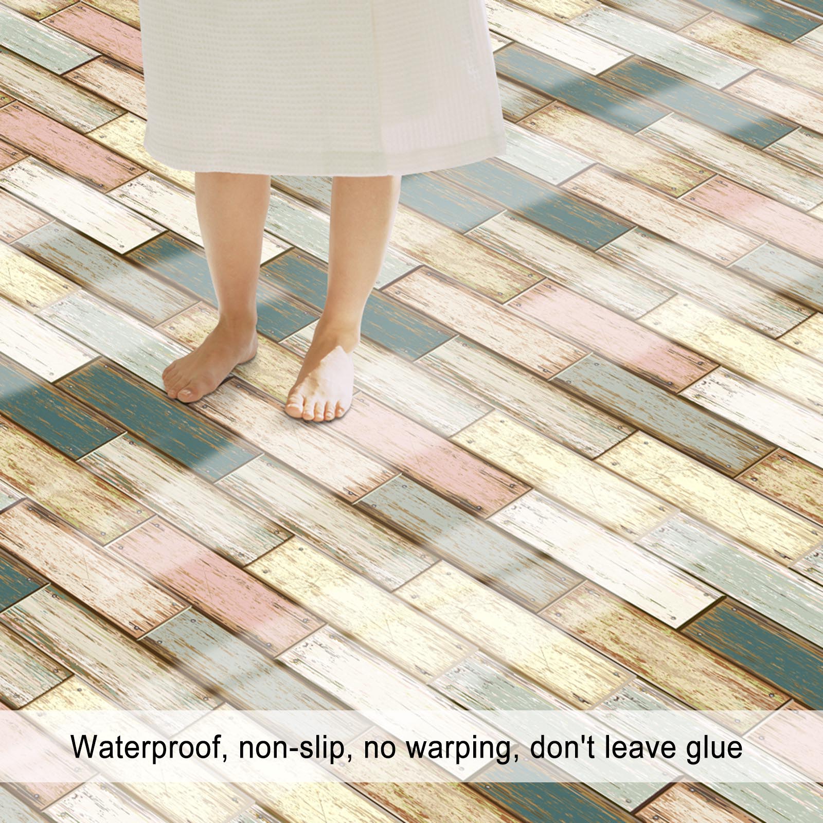 

1PC Self Adhesive Wood Grain Tile Stickers Waterproof PVC Removable Wall Stickers Decals DIY Wallpapers for Kitchen 4 разноцветный