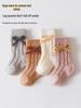 Xiyu Jia Autumn/Winter Baby Mid-Calf Bowknot Knit Socks - Warm, Thick, Cable Knit for Infants and Toddlers