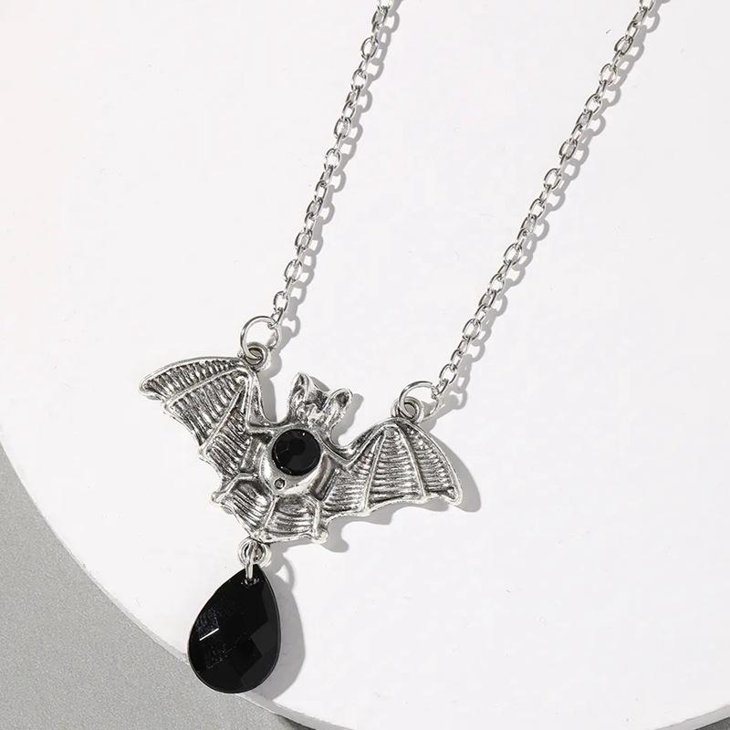 Gothic Vampire Bat Silver Necklace Acrylic Steampunk Witch Halloween