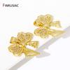 18K Gold Plated Brass Bowknot Charms Inlaid Zircon Butterfly Pendant For DIY Fashion Neckalce Making Supplies Accessories