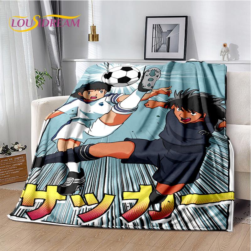 Captain Tsubasa Anime Soccer Cartoon Blanket,Soft Throw Blanket for Home Bedroom Bed Sofa Picnic Travel Office Cover Blanket Kid