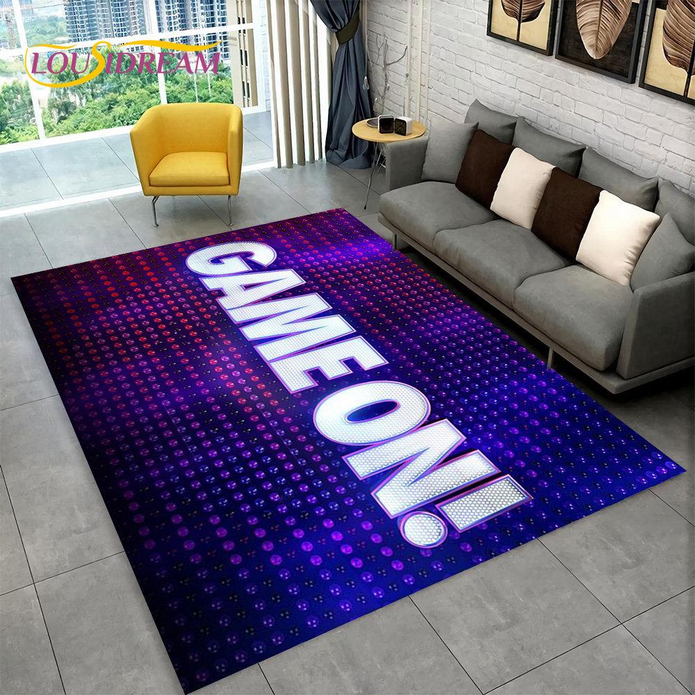 3D Cartoon Gamer Game Over Area Rug,Carpet Rug for Living Room Bedroom Sofa Playroom Doormat Decor,Kids Play Non-slip Floor Mat