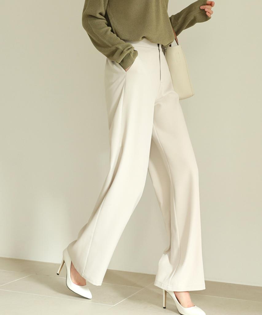 Ppaeppae Back Elastic Wide Long Slacks
