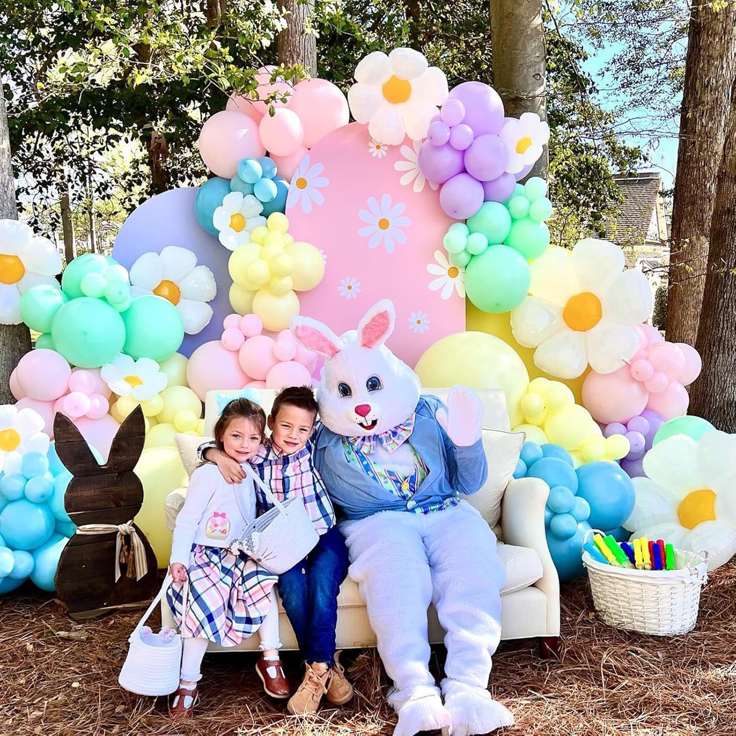 Daisy Pastel Balloon Garland Kit - 203pcs for Rainbow Arch, Boho Balloon Arch Kit with 3D Butterflies, Perfect for Wedding, Birthday, Easter, and