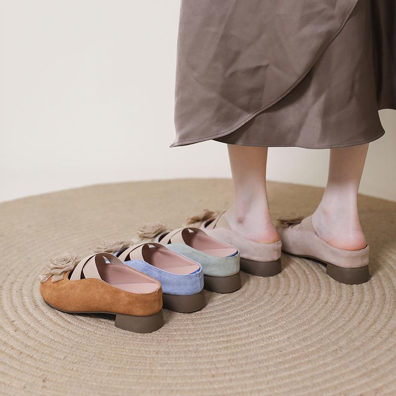Small Inner Height Increase Bag Head Half Slippers Women's 2025 New Summer Wear a Pedal Sandals Mary Jane Single Shoes