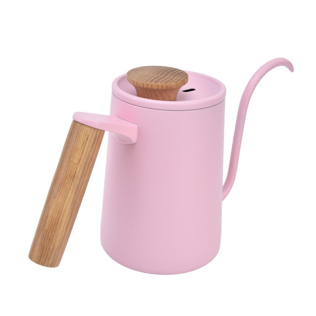 Edelstahlgriff Tropfkaffeekanne Schwanenhalsausguss Tropfkessel Kaffee Teekanne Pink600ml