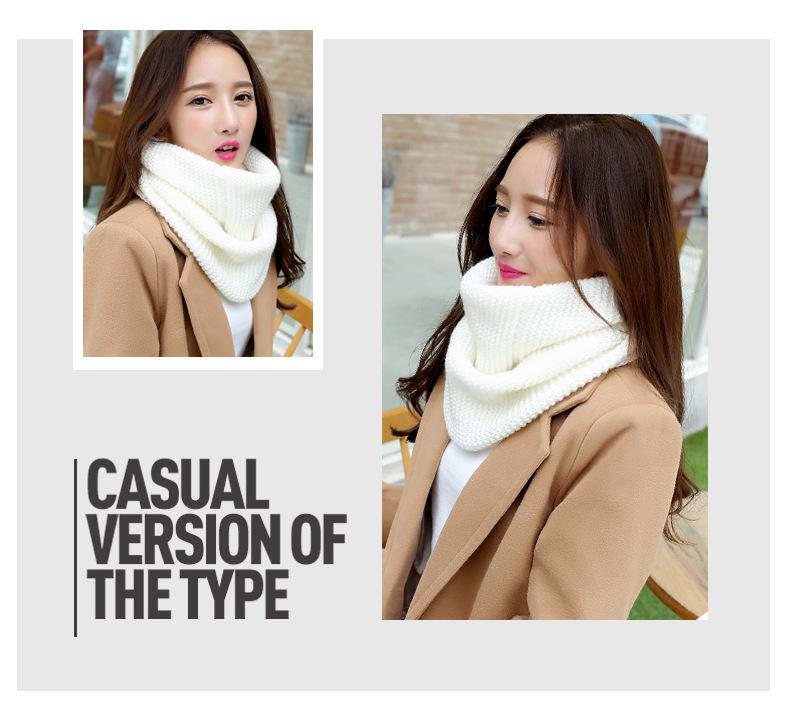 Women's Knitted Wool Snood: Winter Warm Solid Color Neck Warmer & Protector for Students and Couples