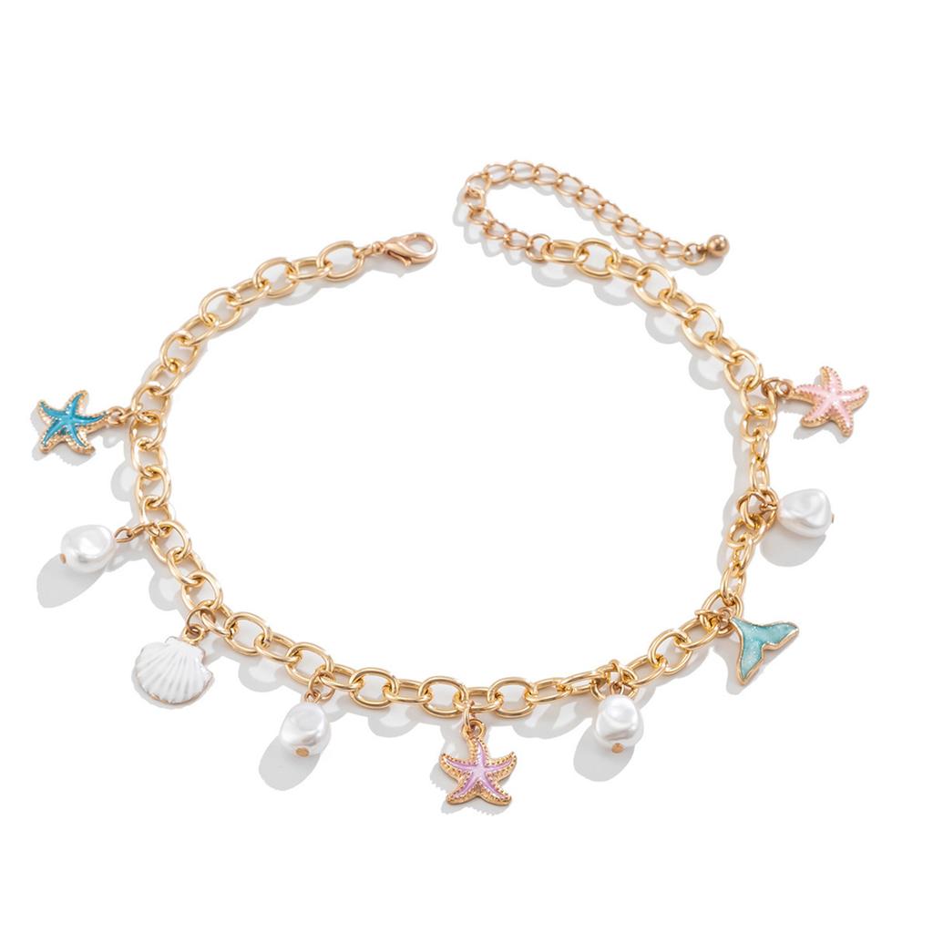 Elegant Shell Crosses Necklace Jewelry Accessory for Women with Gold Charm and Bohemians Summer Seashells Designs