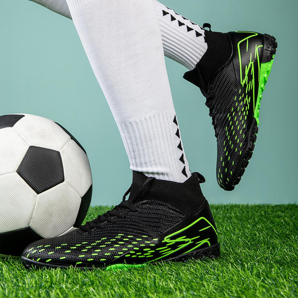 Men Soccer Shoes Short Nails Outdoor Training New High Help Ankle Protection Original Society Professional Football Field Boots