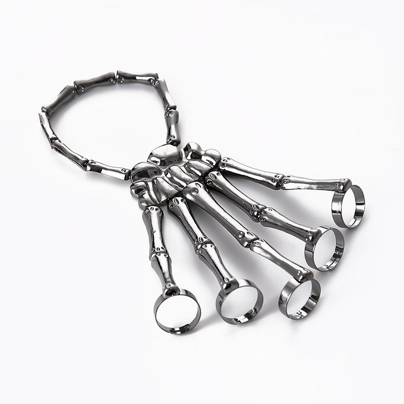 Popular European & American Metallic Skull Skeleton Bracelet, Ghost Claw Finger Bracelet, Halloween Jewelry