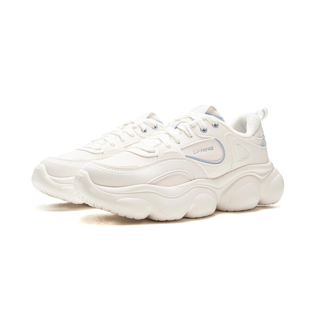 Li Ning Cloud Cushioning Slip Resistant Abrasion Resistant Lightweight Rebound Low top Casual Shoes Women's Mist White AGCV324-2