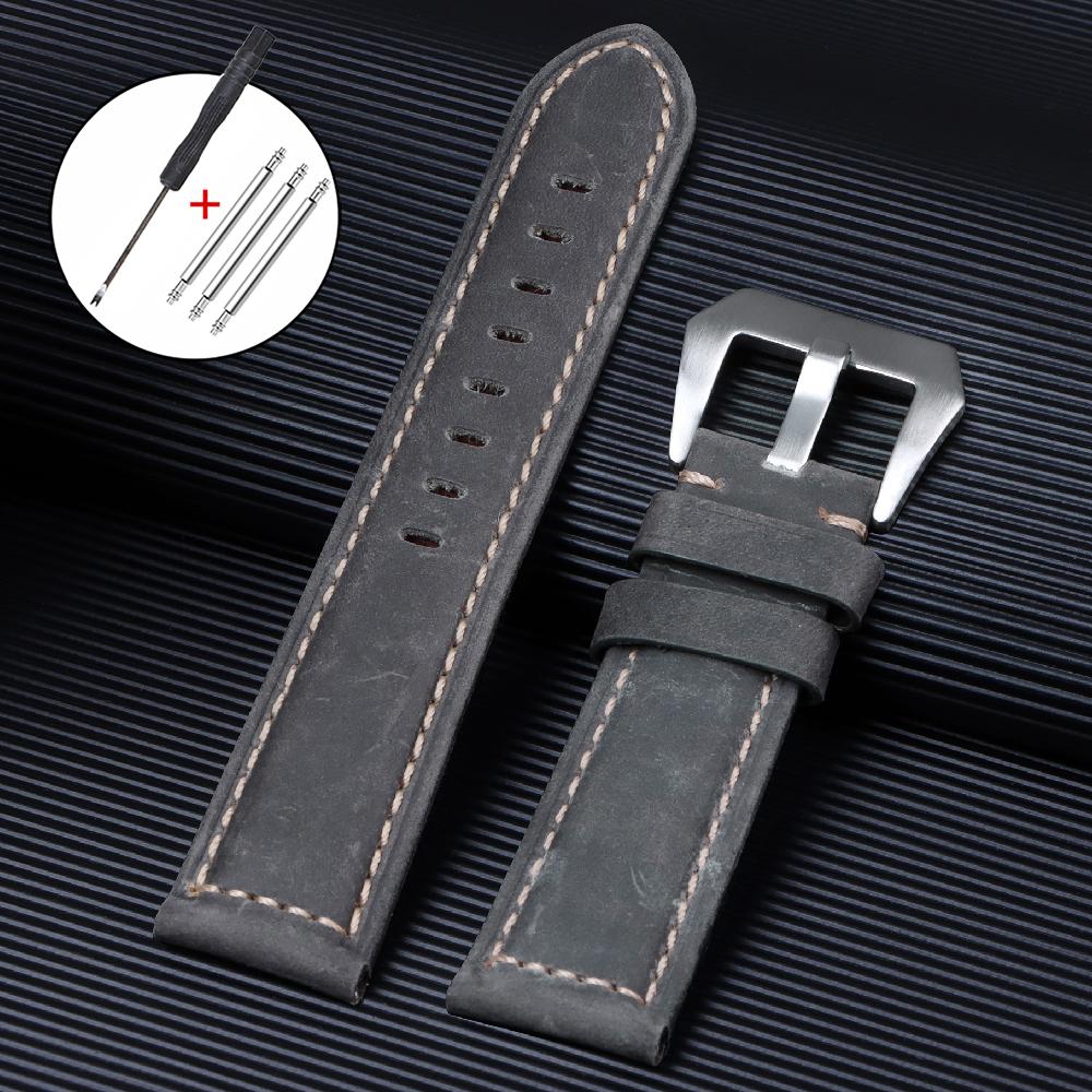 Genuine Leather Watch Band for Panerai Stitching Crazy Horse Cowhide Strap Men Sport Bracelet Watchband 20mm 22mm 24mm Wristband