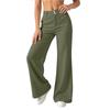 Women's Fashion Casual Color Flare Pants with Elastic Waistband and Pockets for Everyday Wear