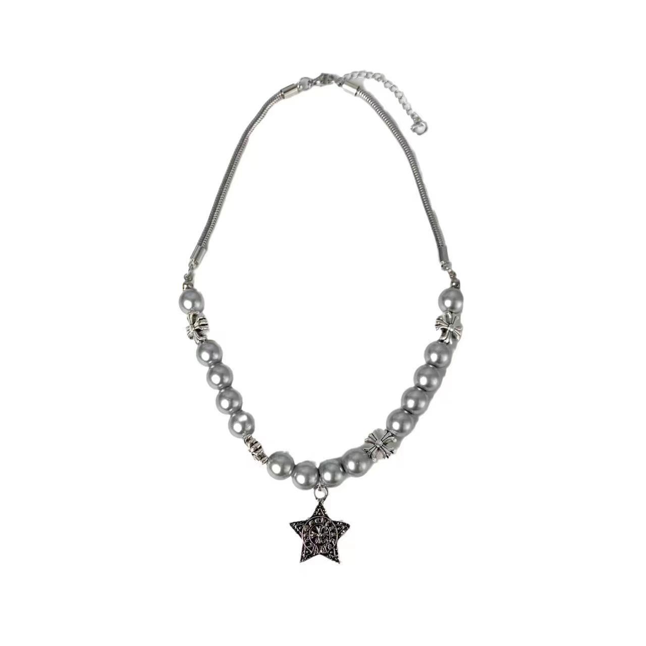 

Star Pearl Splicing Design Men s Necklace Girls Cold Wind Bracelet Hip Hop Premium Sweater Sweater Chain New