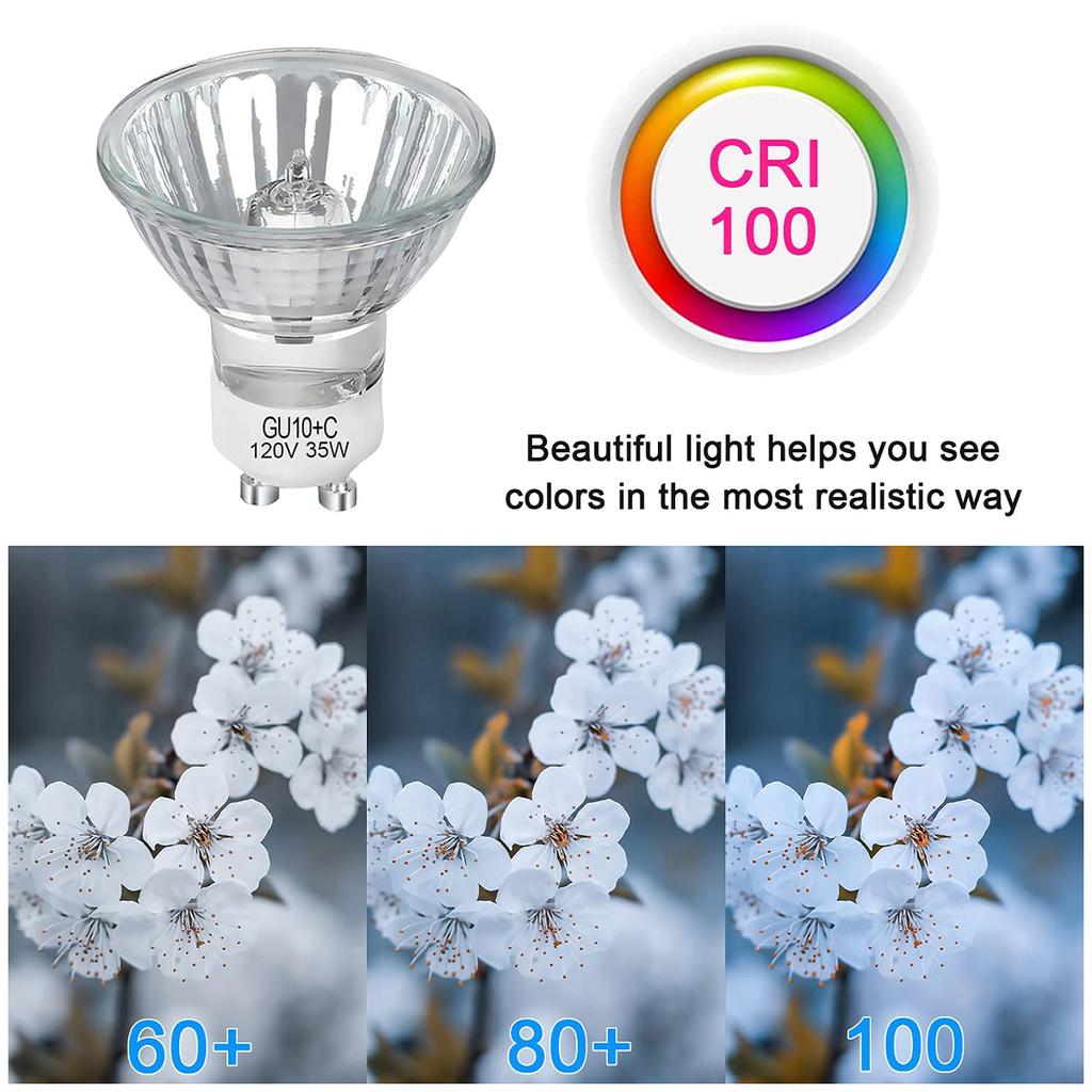 Halogen Spotlight Bulb 2pins 35w/50w Gu10 AC220v Dimmable Light Bulbs Warm White Lights 2800k 60° Beam Angle Glass