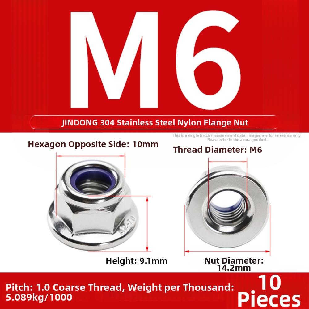 Nylon Insert Flange Lock Nuts Stainless Steel Serrated Nuts New Fastener Nuts  GB Standard