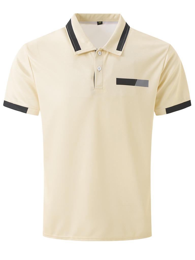 Pánská ležérní polokošile s falešnou náprsní kapsou, klopou a zapínáním na knoflíky, business top