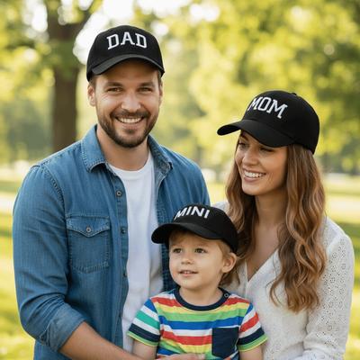 Cotton DAD MOM MINI Embroidery Caps Vintage Adjustable Parent-Unisex Baseball Hats Breathable Leisure Outdoor Sunscreen Hats