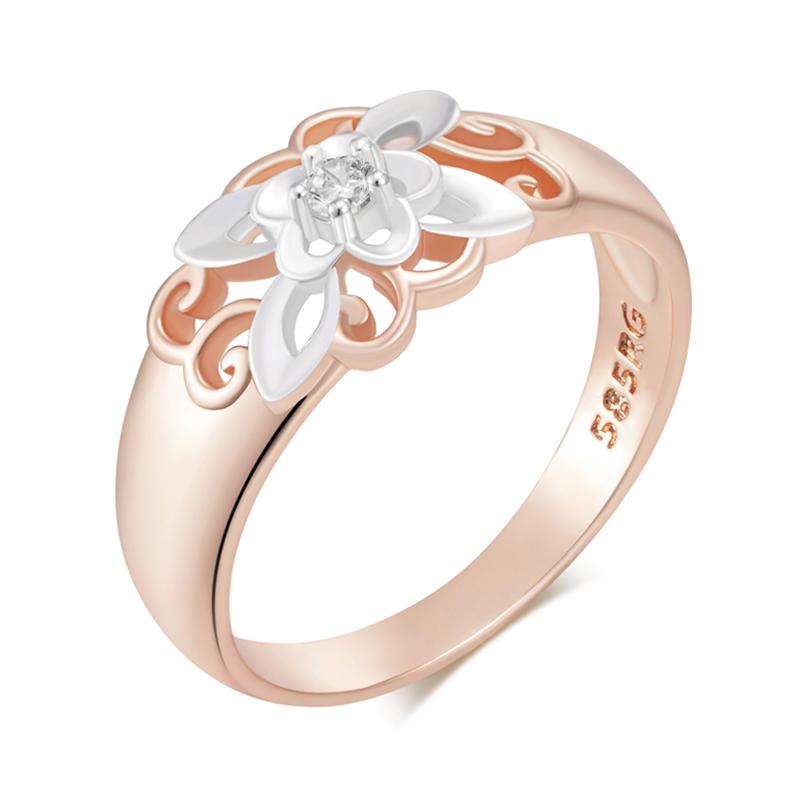 Trend Natural Zircon Flower Rings For Women Unique Rose Gold And Color Mix Vintage Wedding Fine Jewelry