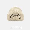 Cute kitten wool hat female autumn and winter face small warm cold hat big head circumference cold ear protection knitted hat