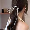 Simulation Pearl Bow Hair Clip - French-Inspired Beaded Hairpin Featuring Golden Details, Sophisticated Bridal Hair Additions for Weddings And Events