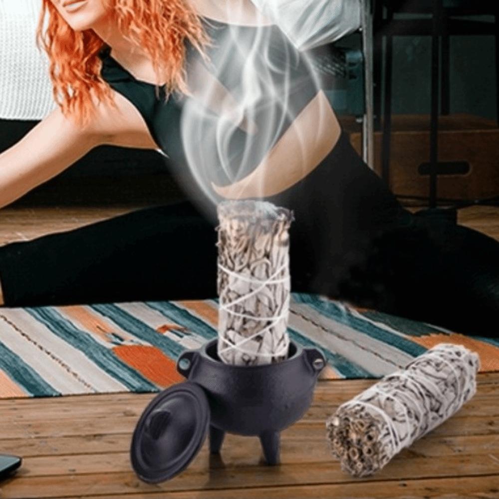 Desktop Decoration Retro Cast Iron Stove Small Decorative Censer Incense Stick Stove Stand Black Aromatherapy Stove Living Room