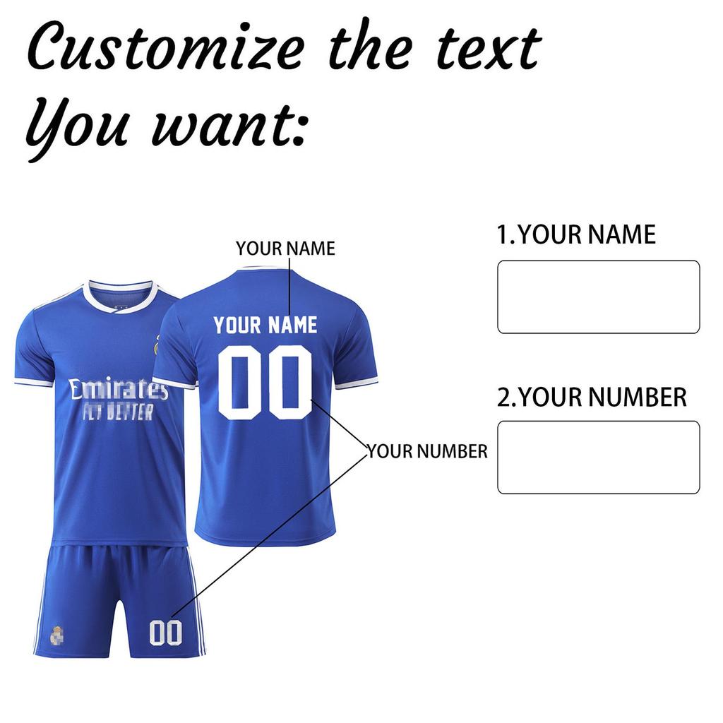 Zweiteiliges Fußballtrikot für Erwachsene und Kinder mit Namen und Nummern nach Wunsch, Trainingsuniform