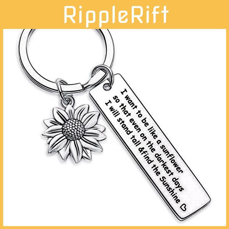 Stylish Stainless Steel Keychain With Sunflower Design Ideal Gift For Friends And Loved Ones