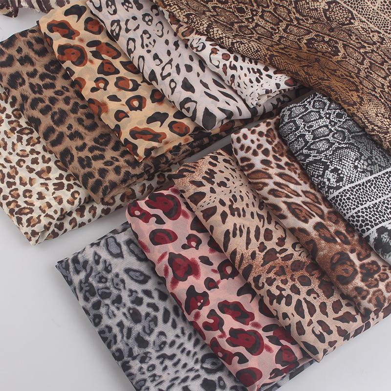 100x150cm 75D Imprimeu Leopard Șifon Material Rochie de Var cu Bretele Protecție Solară Subțire Transparentă Cădere Liberă Material Șifon Fără Șifonare