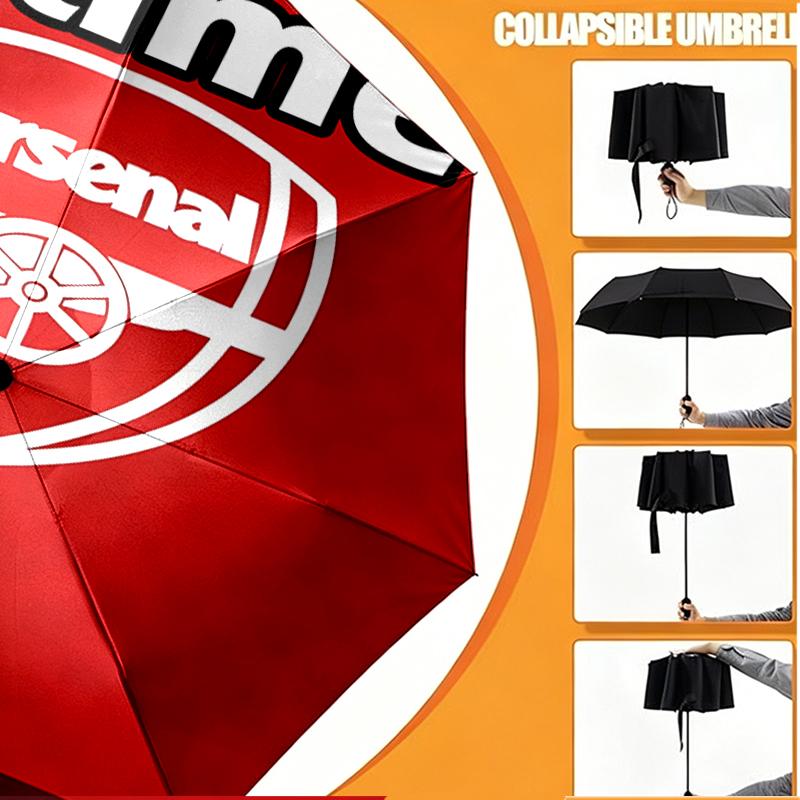 Custom Name Personalized football team F.C Print Umbrella, Auto Open Close, 8‑Rib Sturdy Frame, Commute Camping Hiking Use, Birthday Gift