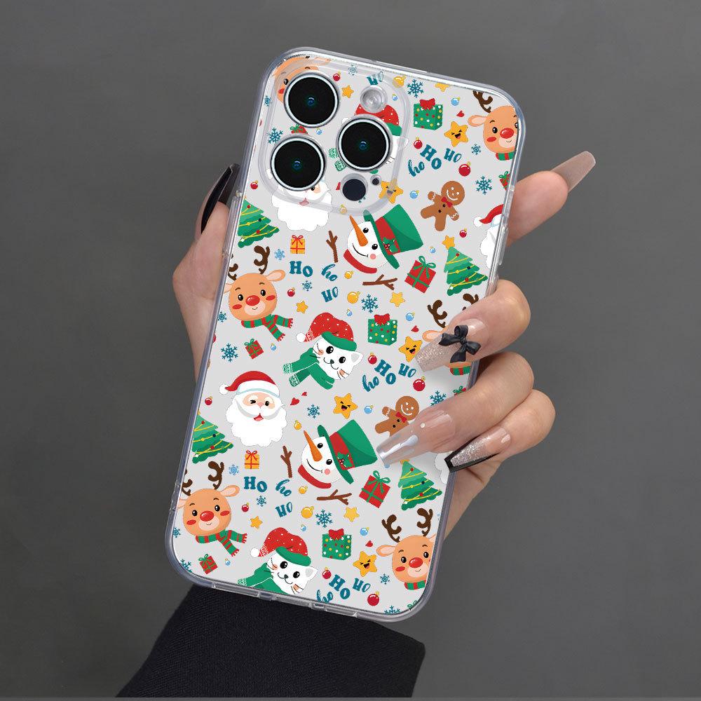 

Apple iPhone Case for Models 11-16 Pro Max: Transparent, Full Coverage, Christmas Theme iPhone 15