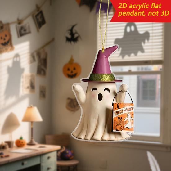 Decorazione Auto Halloween Ciondolo 2D Piatto per Specchietto Retrovisore Auto per Auto Zaino Albero di Natale Accessori Interni Auto