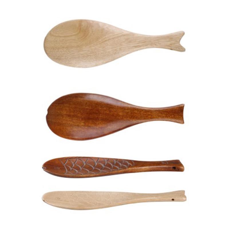 Retro Japanese Creative Fish Shape Rice Spoon Cute Nature Wooden Non-Stick Rice Shovel Scoop Kitchen Cooking Utensils Supplies