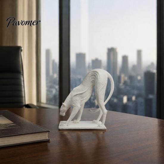 Car Interior Ornament 3D Printed Bending Leopard Figurine, Modern Abstract Cheetah Sculpture for Bold Enterprise Spirit Gift Desk Shelf, Minimalist