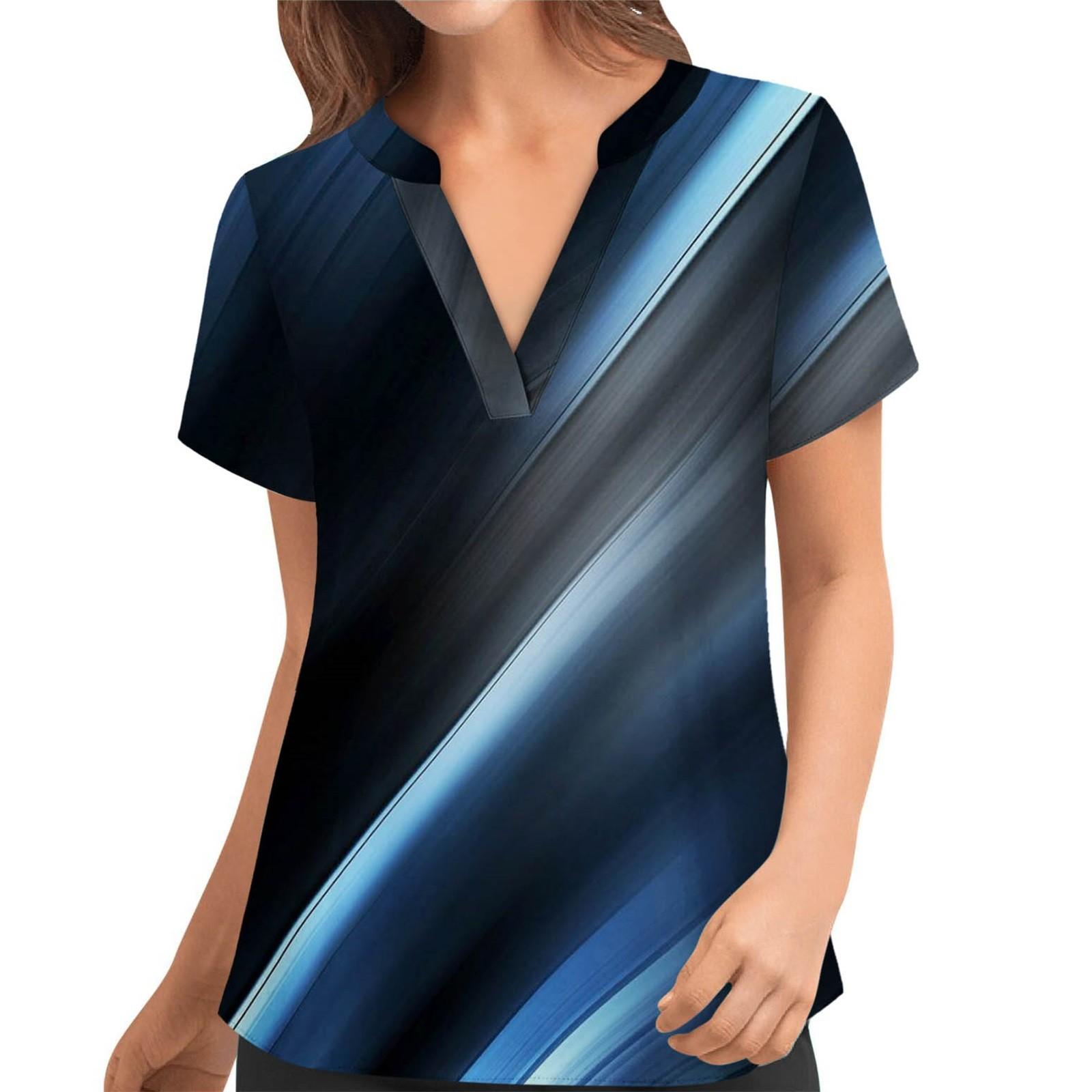 

Женская повседневная универсальная футболка с v-образным вырезом и принтом, приталенная, с короткими рукавами, топ S тёмно-синий