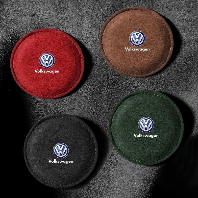 Auto-Getränkehalter-Pad PU-Leder-Schlitz Rutschfeste Untersetzer-Matte Für Volkswagen Lavida POLO Tiguan Passat Golf EOS Scirocco Jetta Bora Touareg