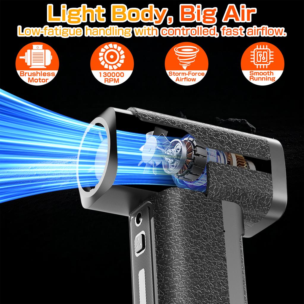 Type-C Charging Electric Air Duster Car Snow Removal Portable Car Accessories 4 Gears Adjustable 130000RPM Strong Blowing Turbo Blower Jet Fan