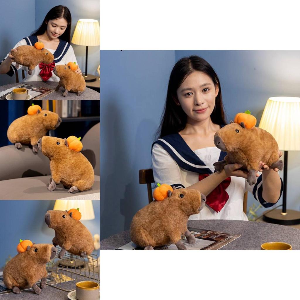 Adorable Orange Capybara Plush Toy Soft Cuddly Stuffed Animal Doll For Kids