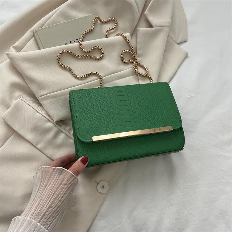 Trendy Korean Style Chain Shoulder Bag For Women In Black White Green Pink Brown