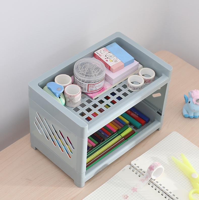 Doppelschichtiges Schreibtisch-Schreibwaren- & Badezimmer-Organizer-Regal