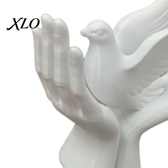 Tabletop Ring Holder 3D Printed Peace Pigeon on Hands Ornament, Minimalist Statue, Decorative Bird Statue Hand Sculpture with Stable Base for