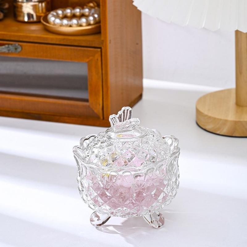 

Банка для хранения Европейский стиль Стеклянный треножник Бабочка Прозрачный резервуар для хранения Фруктовница Конфетница Сахарница Банка для специй Пепельница